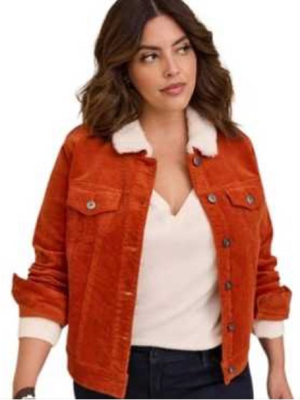 Torrid Corduroy sherpa trim trucker jacket size 2 2x rust orange